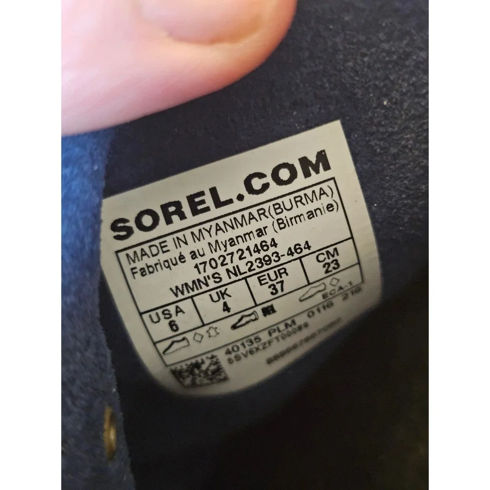 Sorel Joan of Arctic shearling Winter Snow Boots Navy Blue Waterproof Suede sz 6